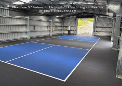 Plexipave NZ Indoor Pickleball Court Surfacing, Pukekohe in Plexipave Black and Dark Blue - https://plexipavenz.com